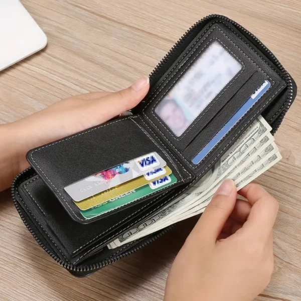 Men's Zipper Short Wallet - Image 7