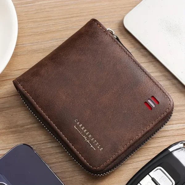 Men's Zipper Short Wallet - Image 5